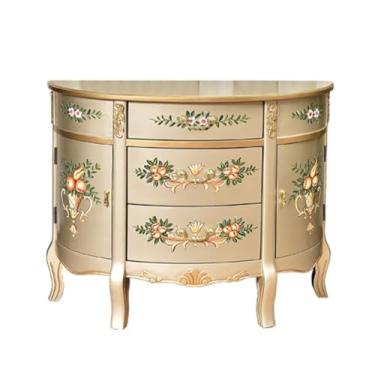 Imagem de Armário buffet retro pintado semicircular armário de entrada madeira maciça sala de estar sofá armário lateral cozinha jantar armário lateral (P: 100 x 38 x 88 cm)
