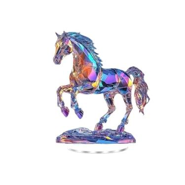 Imagem de Vaveren Enfeite de cavalo em acrílico 2D com suporte, para exibição em mesa, lembrança, decoração de Ano Chinês para prateleira ou casa.