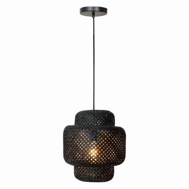 Imagem de Pendente Flora 310 Fibra De Bambu Preto 1Xe27 G-Light