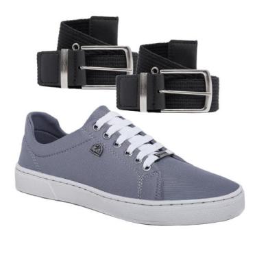 Imagem de Tênis Casual Masculino Slim Confortável Dia a Dia + 2 Cintos Estilosos