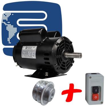 Imagem de Motor Elétrico Monofásico 3Cv 4 Pólos Baixa Rotação C/ Polia E Chave