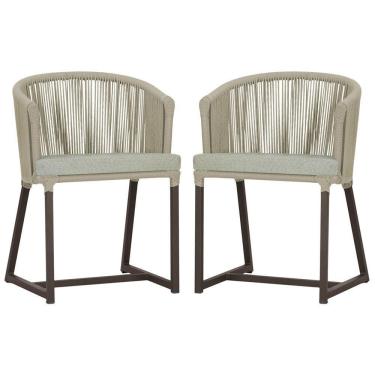 Imagem de 2 Cadeiras De Jantar Noronha Marrom Corda Náutica E3 Trama Rami
