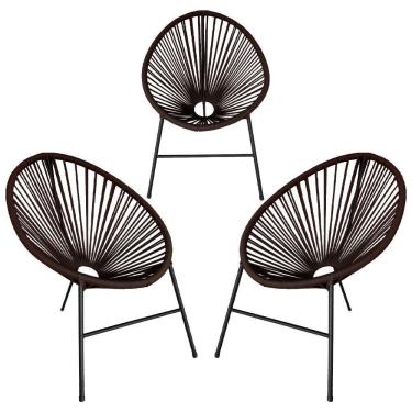 Imagem de Conjunto 3 Cadeiras Para Area Externa Acapulco Aço Carbono Marrom
