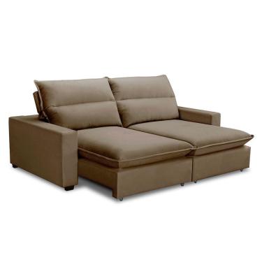 Imagem de Sofá Retrátil E Reclinável 2 Lugares 2,80m Andreza Veludo Lansofbr Capuccino