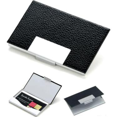 Imagem de Porta Cartão de Visitas e Credito de Alumínio Cor Preto - Brindes Suza