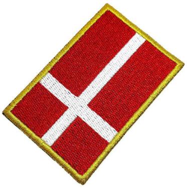 Imagem de Bandeira País Dinamarca Patch Bordada Termo Adesivo - BR44