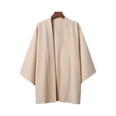 Imagem de Kimono Preto E Branco Masculino, Capa Unissex, Camisa De Praia De Verã