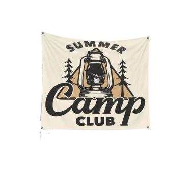 Imagem de Tapeçaria Summer Camp Club Wall Aesthetic 145 x 130 cm, microtecido - 