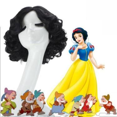 Imagem de Peruca de cosplay de anime, cabelo sintético, branca de neve, parte en