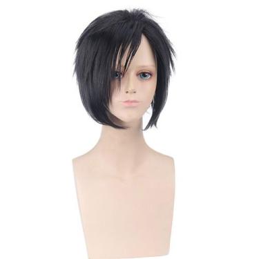 Imagem de Peruca de cosplay Uchihas Sasukes Yu Zhibo preta sintética 30cm - taiy