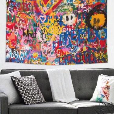 Imagem de Tapeçaria, pintura de parede, grafite, abstrata colorida, 150x130cm - 