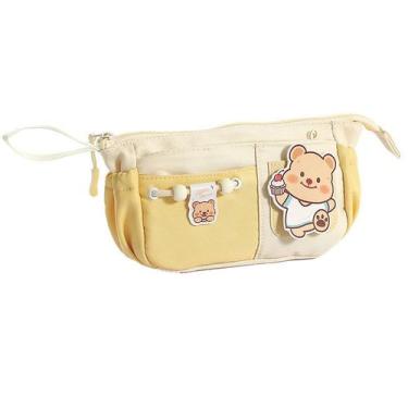 Imagem de Estojo de lápis fofo com tema de urso de grande capacidade, multicamad