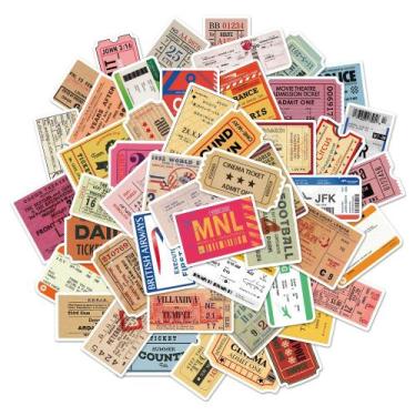 Imagem de Pacote de adesivos Vintage Ticket, 50 unidades de cartão de embarque r