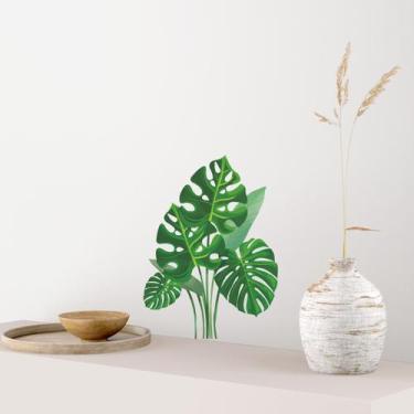 Imagem de Adesivos de parede Monstera Leaf Green Tropical PVC 22x29cm - yiweisai