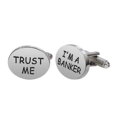 Imagem de Cufflinks Trust Me & I'm A Banker para homens, elegantes - Yiweisai