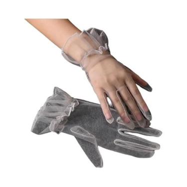 Imagem de Luvas Curtas De Tule Femininas, Elegantes, Em Renda Elástica, Para Cas