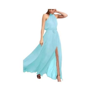 Imagem de Vestido Longo Maxi Boho Feminino Com Fenda Alta Para Praia, Verão E Fe