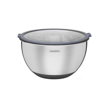Imagem de Bowl Tramontina Cucina em Aço Inox com Tampa Plástica 22 cm 3 Litros