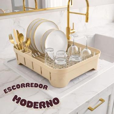 Imagem de Escorredor De Louça Compacto Plástico Pratos Copo E Talheres Cor:Verme