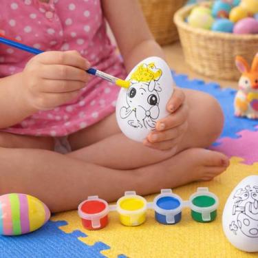 Imagem de Ovos Coelhos Páscoa Para Colorir Pintar Com Pincel Kit 52pçs - Genéric