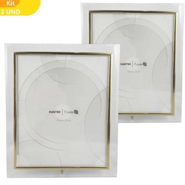 Imagem de Kit 2 Porta Retrato 20x25 Dourado Prateado Moldura Grande - Rio Master