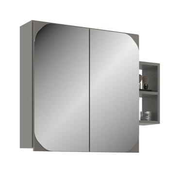 Imagem de Armário de Banheiro Bosque 2 Portas 6 Nichos com Espelho 100% Mdf Cimento - Belizze Móveis