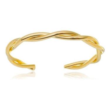 Imagem de Bracelete regulável Regiane design fio trançado banhado em ouro 18k - 