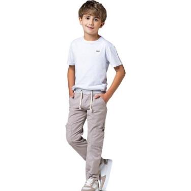 Imagem de Calça Infantil Menino Mania Kids Jogger com Ribana cor Areia, 10