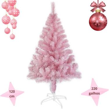 Imagem de Arvore De Natal Rosa Tradicional Pinheiro 120cm Artificial 220 Galhos 