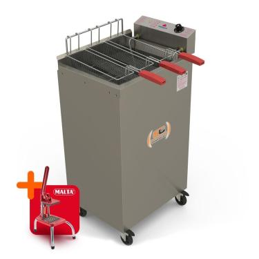 Imagem de Fritador Industrial Elétrico Água e Óleo 22L 5000W 220V PR-2000E com Cortador de Legumes Inox Progás
