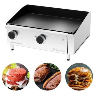 Imagem de Chapa Gás Inox 2 Queimadores 40x60 Restaurante 5mm Comercial - Geral