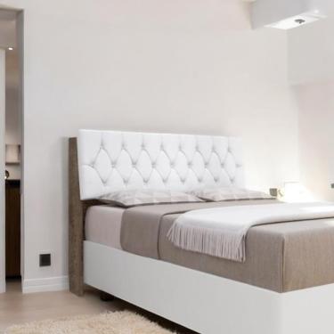 Imagem de Cabeceira Estofada Yasminne Casal com Capitonê MDF Chocolate e Branco Mobiliar Home Shop