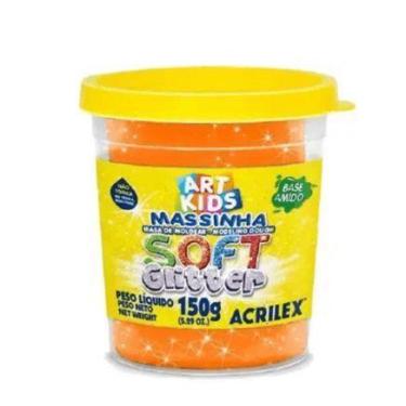 Imagem de Massa De Modelar 150gr Glitter Acrilex Soft Laranja 225 Massinha De Mo