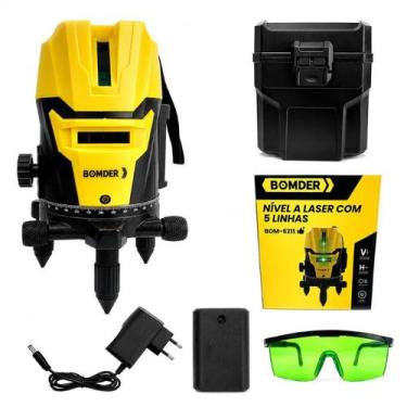Imagem de Nivel Laser Verde Bomder 5 Linhas Recarregável Preto/Amarelo - Bomvink