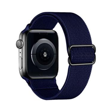 Imagem de Pulseira Nylon Solo Elástica Compatível com Apple Watch (42/44/45, Azul Meia Noite)