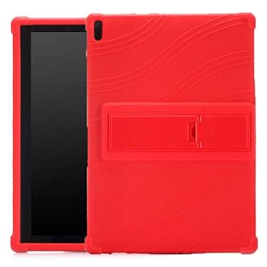 Imagem de CHAJIJIAO Capa ultrafina para tablet Lenovo Tab E10 capa protetora de silicone com suporte invisível capa traseira (cor: vermelha)