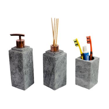 Imagem de Kit Banheiro Bancada Lavabo Luxo em Pedra Sabão N01 Rosê