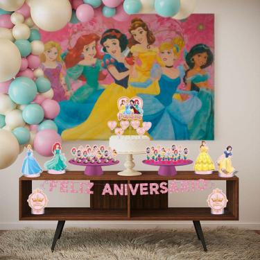Imagem de Kit Festa Princesas Disney 39 Itens Painel + Faixa + Enfeite