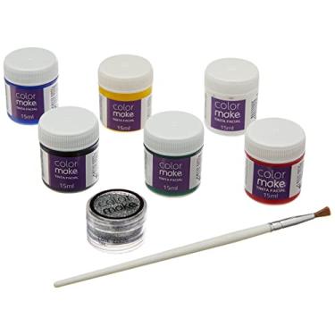 Imagem de Tinta Líquida Pote 15Ml/ Pincel/ Glitter Po Cartela 6 Cores, Colormake
