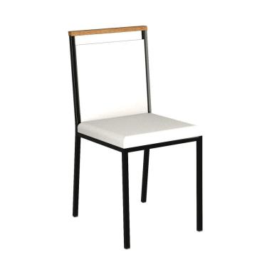 Imagem de Kit com 2 Cadeiras Vinil C-697 Brigatto Móveis Branco/Preto