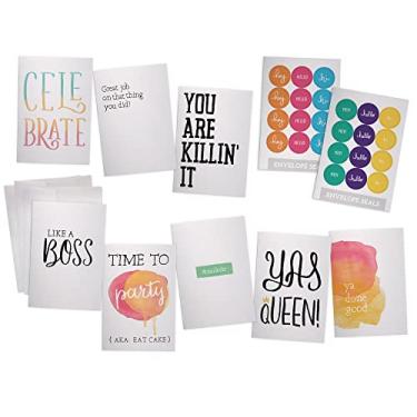 Imagem de Cartões sortidos atrevidos para todas as ocasiões – pacote com 48 cartões com envelopes – aniversário, formatura, incentivo, cartões de parabéns para homens, mulheres e crianças