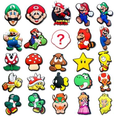 Imagem de 25 pçs Mariò sapato decoração encantos para sandálias de crocodilo, acessórios de sapato de jogo super Mariò para presentes de festa de meninas para crianças, Metal, Sem pedras preciosas