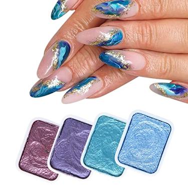 Imagem de Yajun Pintura de aguarela para unhas arte gradiente brilho pigmento sólido para mulheres iniciantes conjunto de ferramentas de manicure DIY efeito de Blooming 2,5 g, 4 cor, 2,5 g