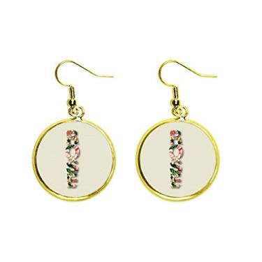 Imagem de Brinco de gota dourado feminino com pingente de orelha rosa e flor de amor art déco, Metal