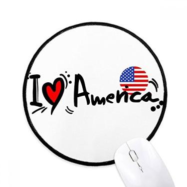Imagem de DIYthinker I Love America World Flag Heart Mouse Pad Desktop Office Tapete redondo para computador