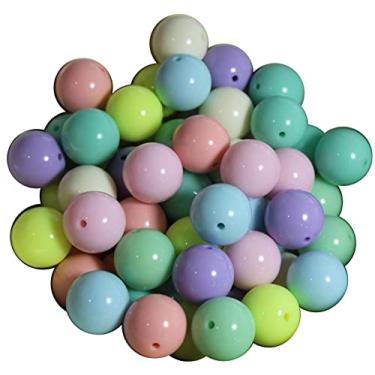 Imagem de Pacote de 20 mm, 64 miçangas de acrílico sólido pastel misturado solto