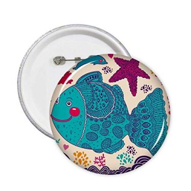 Imagem de Desenho de linha de desenhos animados peixes marinhos alfinetes crachá botão emblema acessório decoração 5 peças