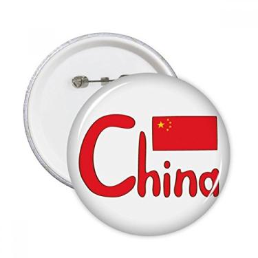 Imagem de China Bandeira nacional chinesa padrão vermelho pinos redondos crachá botão emblema decoração acessório 5 peças