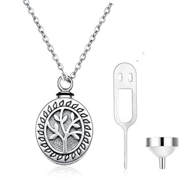Imagem de KELATI Colar de urna, colar de urna da árvore da vida, joias de cinzas para mulheres homens pingente de lembrança medalhão memorial porta-cinzas