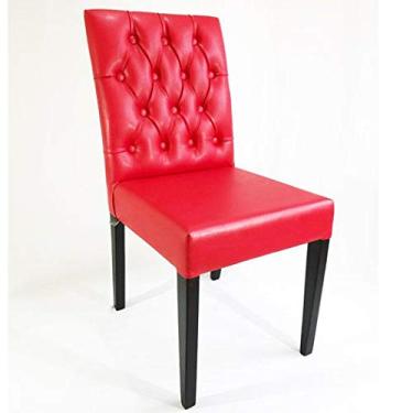 Imagem de Cadeira de JANTAR estofada capitonê vermelha - Poltronas do Sul